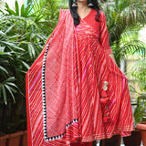 Sindoori Bandhani Anarkali Suit Set