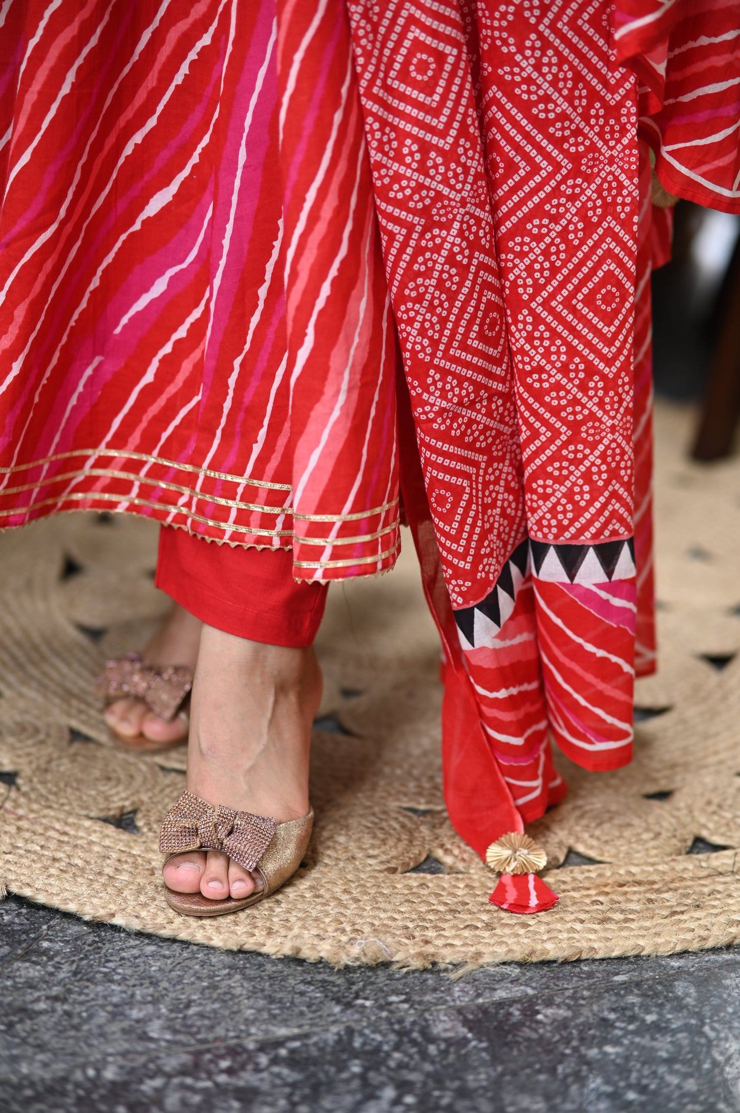 Sindoori Bandhani Anarkali Suit Set