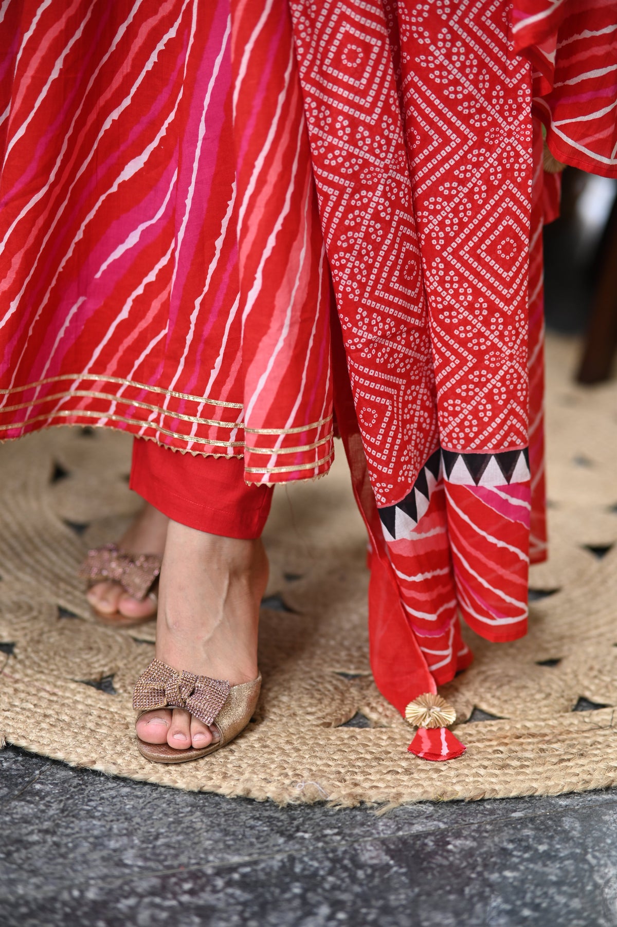 Sindoori Bandhani Anarkali Suit Set