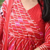 Sindoori Bandhani Anarkali Suit Set
