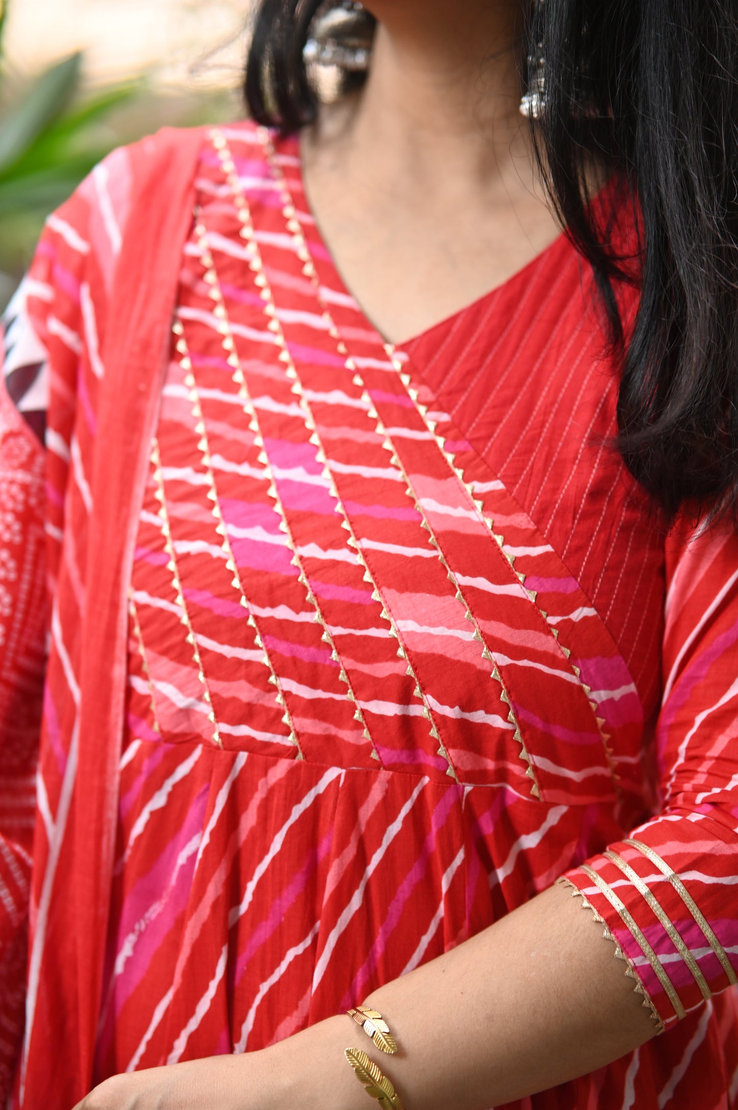Sindoori Bandhani Anarkali Suit Set