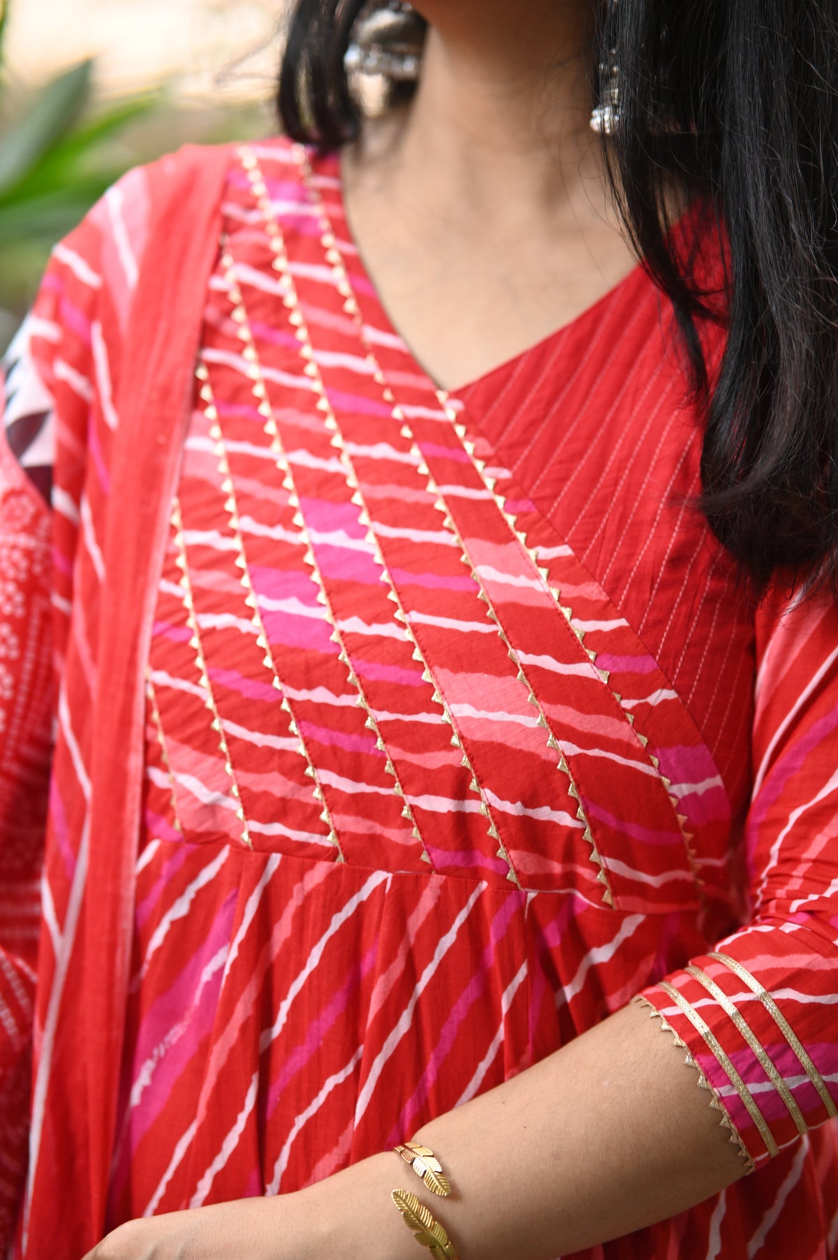 Sindoori Bandhani Anarkali Suit Set