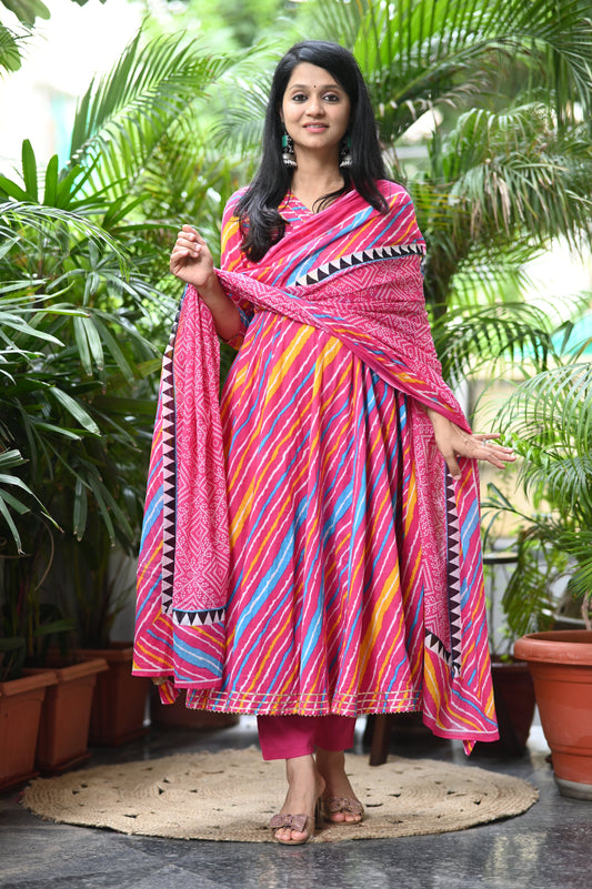 Satrangi Bandhani Anarkali Suit Set