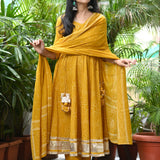Kesarbandh Bandhani Anarkali Suit Set