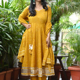 Kesarbandh Bandhani Anarkali Suit Set
