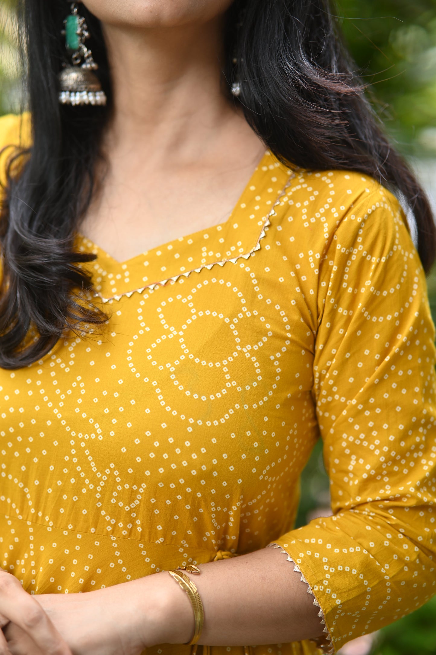Kesarbandh Bandhani Anarkali Suit Set