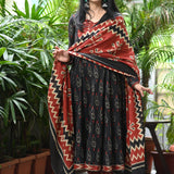 Masakali Ikkat Cotton Anarkali Suit Set