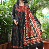 Masakali Ikkat Cotton Anarkali Suit Set