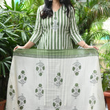 Olive Striped Cotton Suit Set