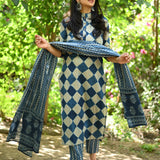 Indigo Cotton Suit Set