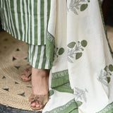 Olive Striped Cotton Suit Set