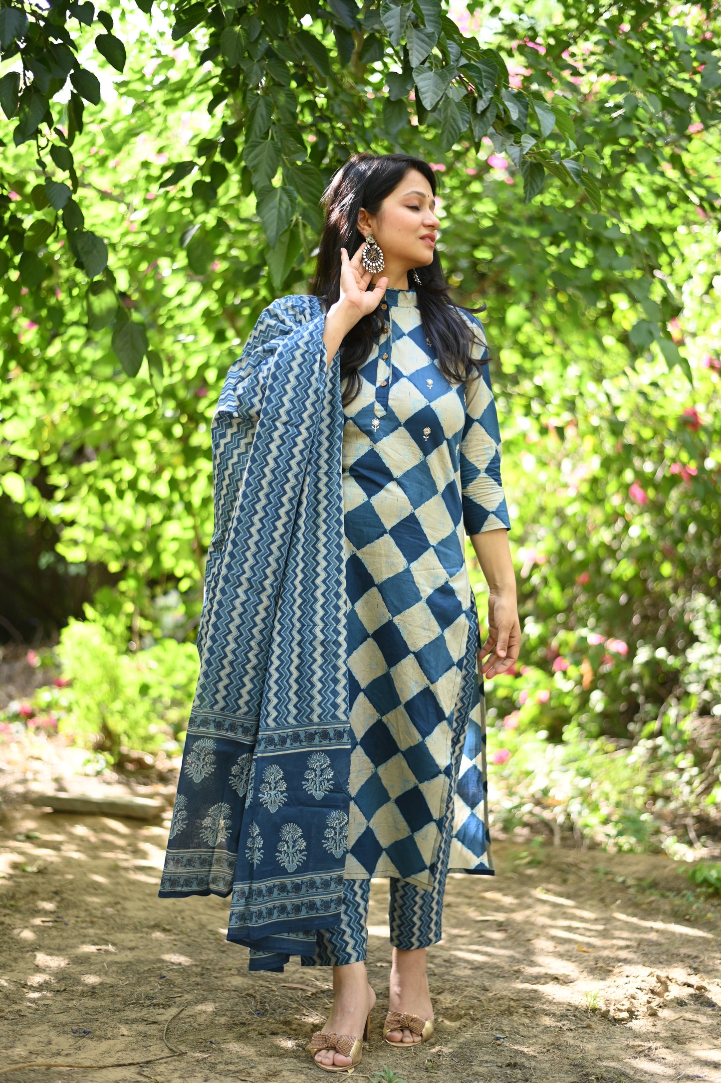 Indigo Cotton Suit Set