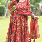 Mishka Floral Anarkali Cotton Sut Set