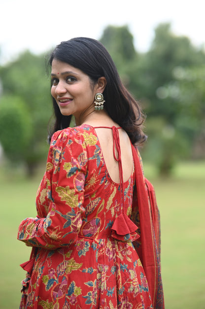 Mishka Floral Anarkali Cotton Sut Set