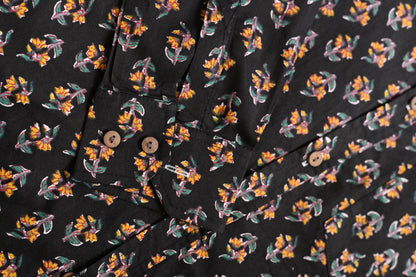 Black Gold Sanganeri Print Cotton Shirt