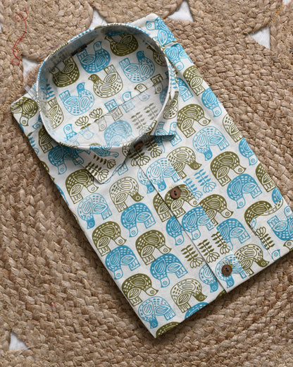 Motif Print Cotton Shirt