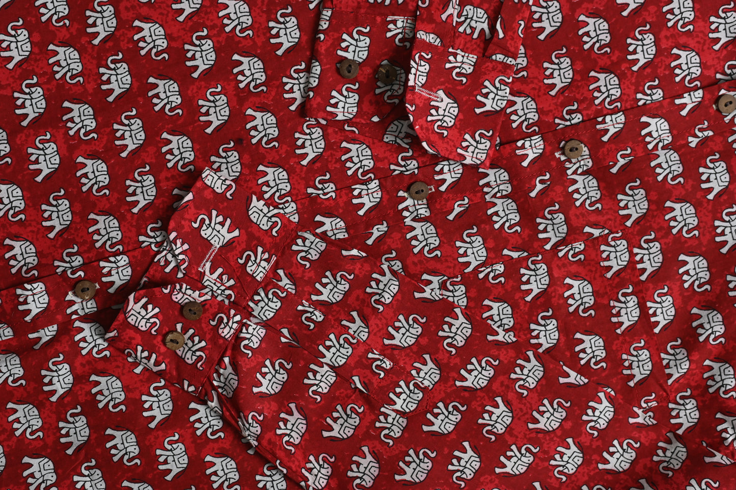 Elephant Print Red Cotton Shirt