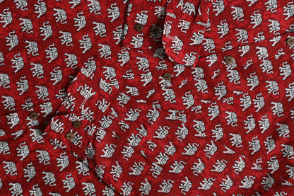 Elephant Print Red Cotton Shirt