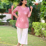 Pink Cotton Short Kurti