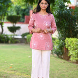 Pink Cotton Short Kurti