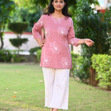 Pink Cotton Short Kurti