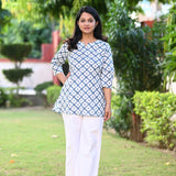 Azure Cotton Short Kurti