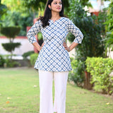 Azure Cotton Short Kurti