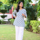 Azure Cotton Short Kurti