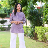 Purple Striped Short Kurti