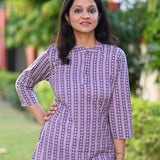 Purple Striped Short Kurti