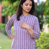 Purple Striped Short Kurti