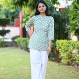 Green Polka Dot Short Kurti