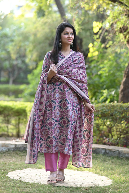 Ellora Lavender Cotton Suit Set