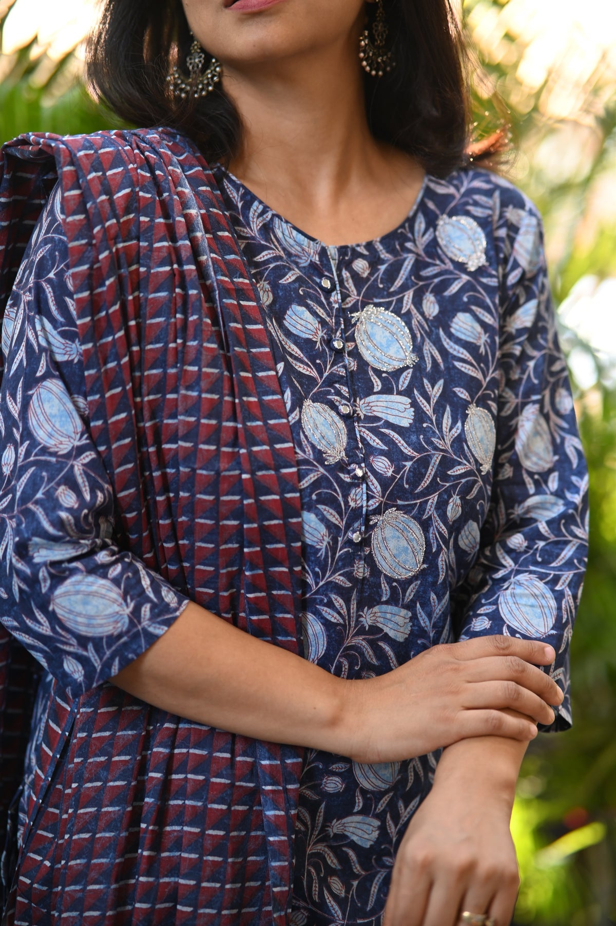 Kaashmi Blue Cotton Suit Set