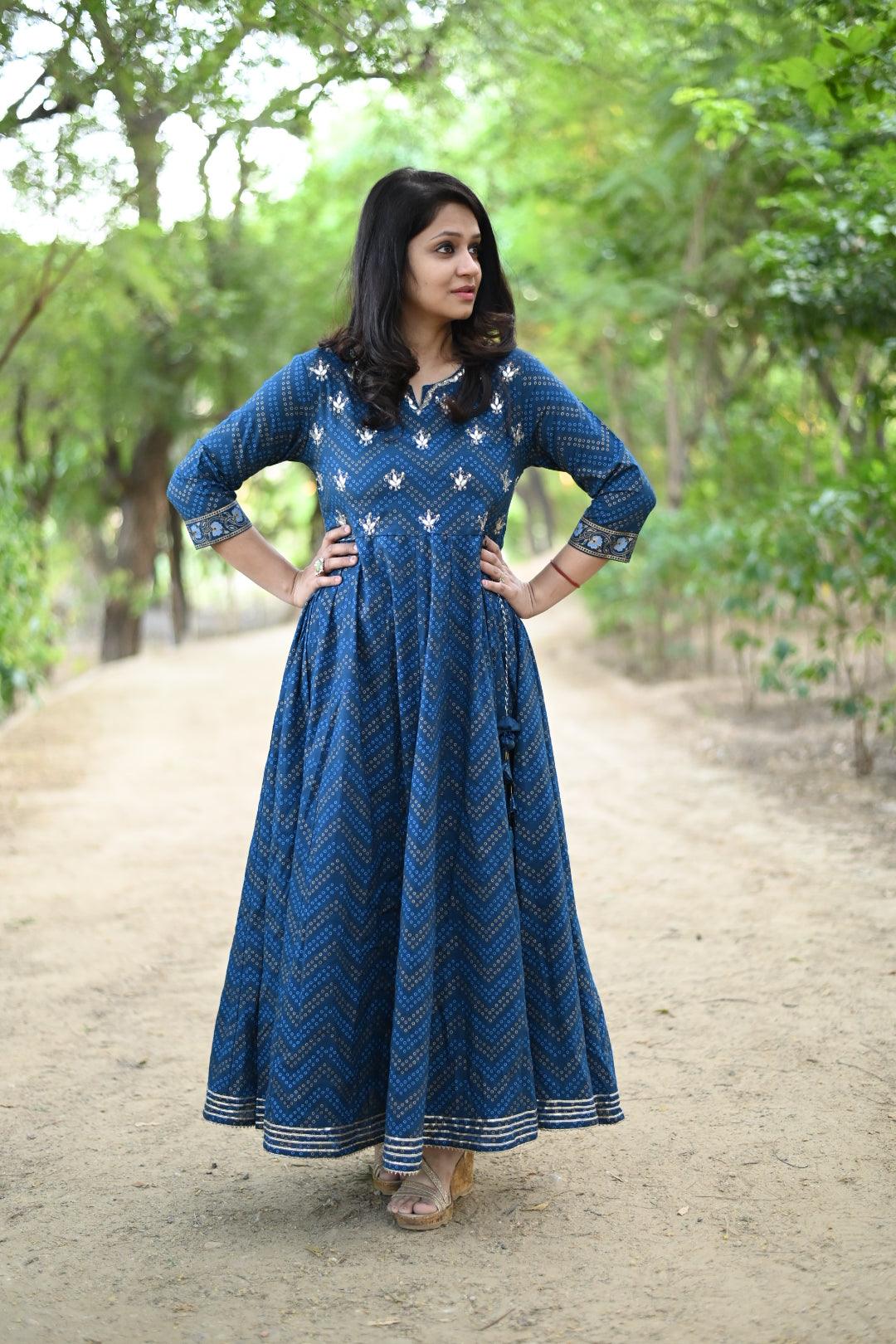 Pure Cotton Bandhani Gown