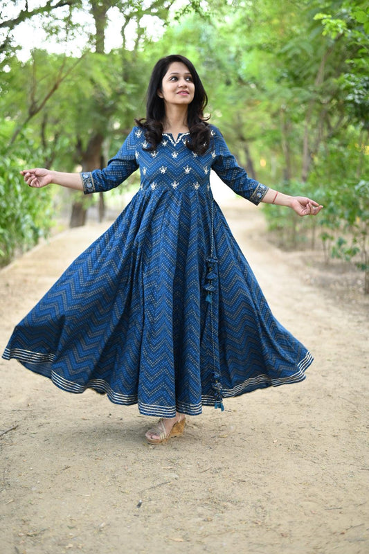Pure Cotton Bandhani Gown