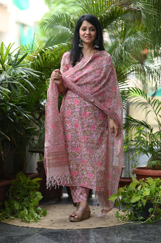 Naysha Cotton Handblock Suit Set