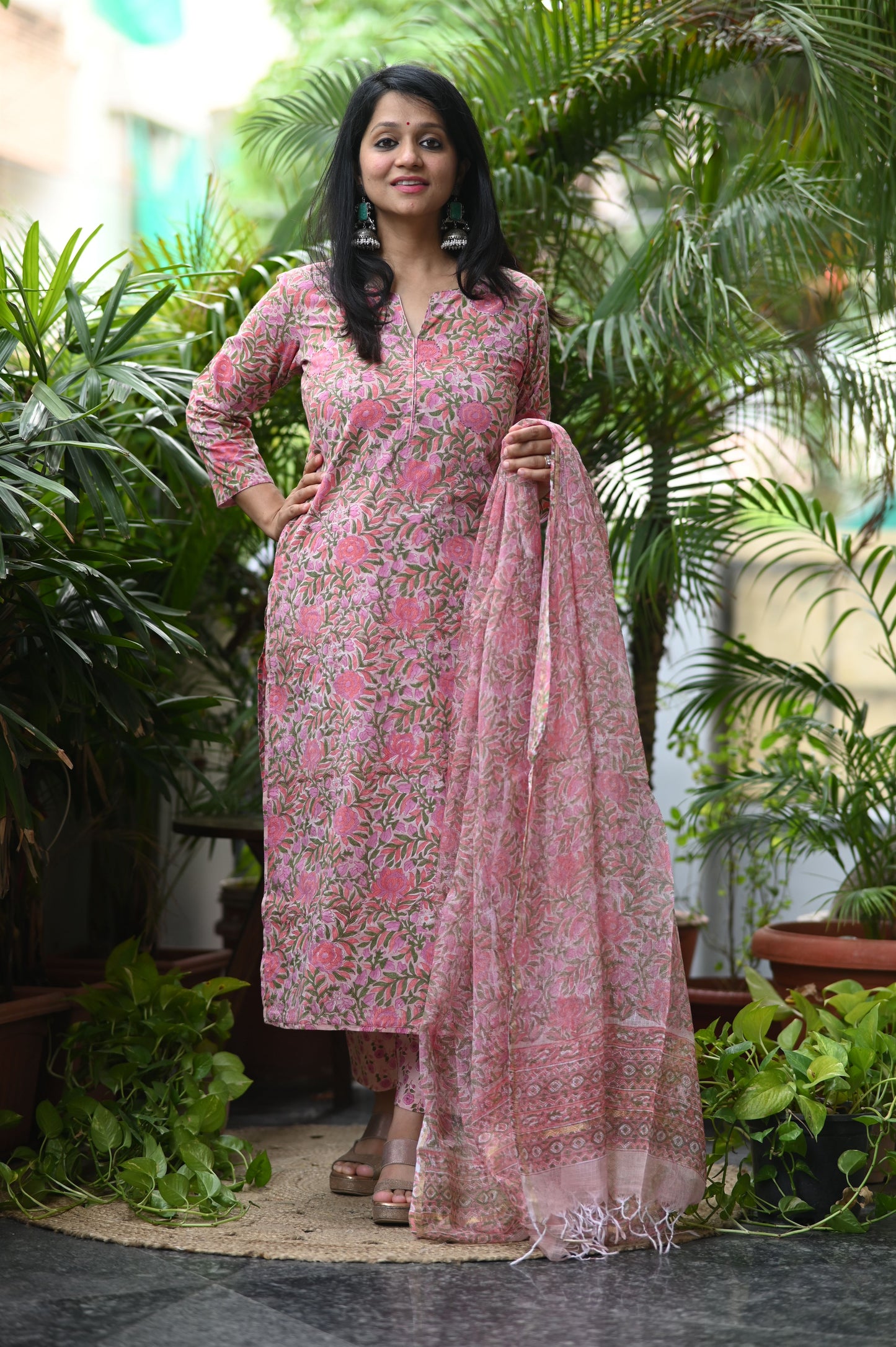 Naysha Cotton Handblock Suit Set