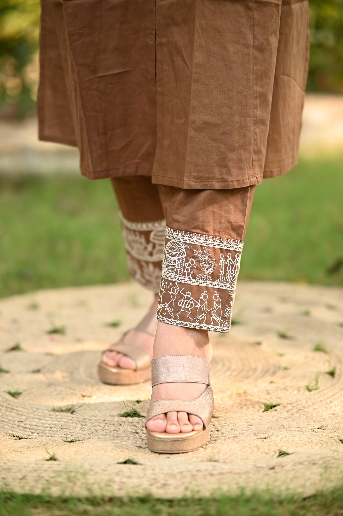 Brown A-Line Cotton Kurta Pant set