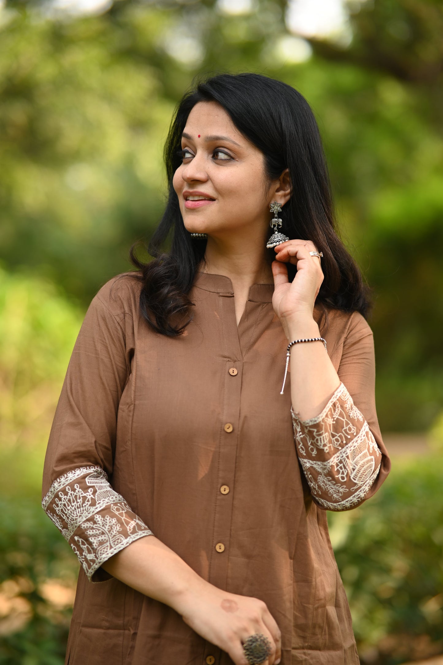 Brown A-Line Cotton Kurta Pant set