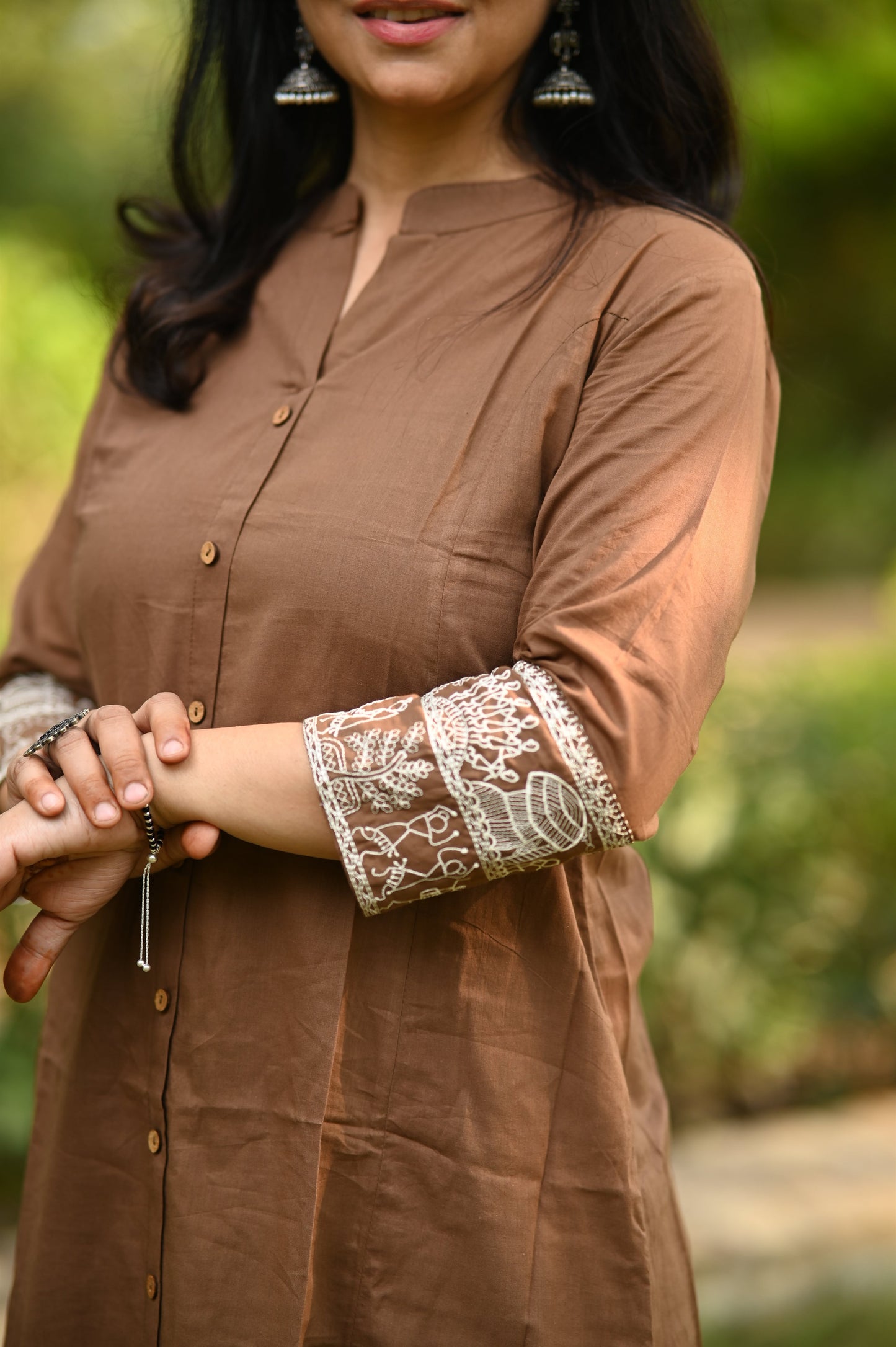 Brown A-Line Cotton Kurta Pant set
