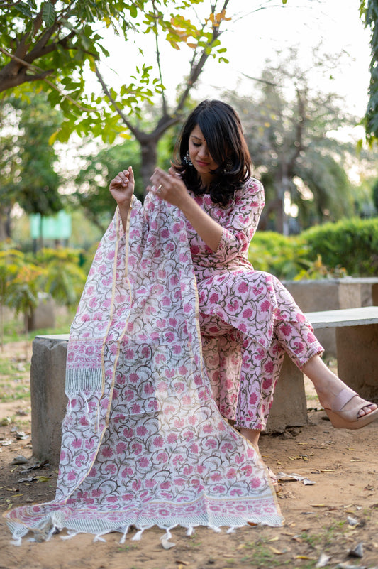 Jaal-Boota Print Suit Set