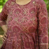 Block Printed Chanderi Silk Gown