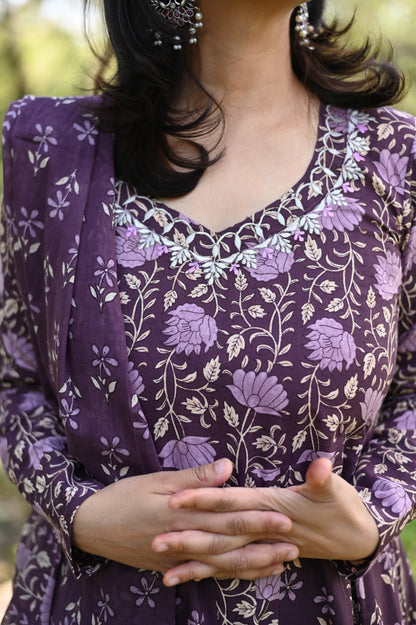 Aafreen Double Print Hand Block Suit Set