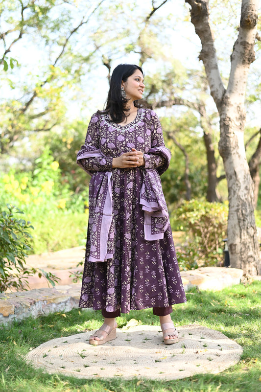 Aafreen Double Print Hand Block Suit Set