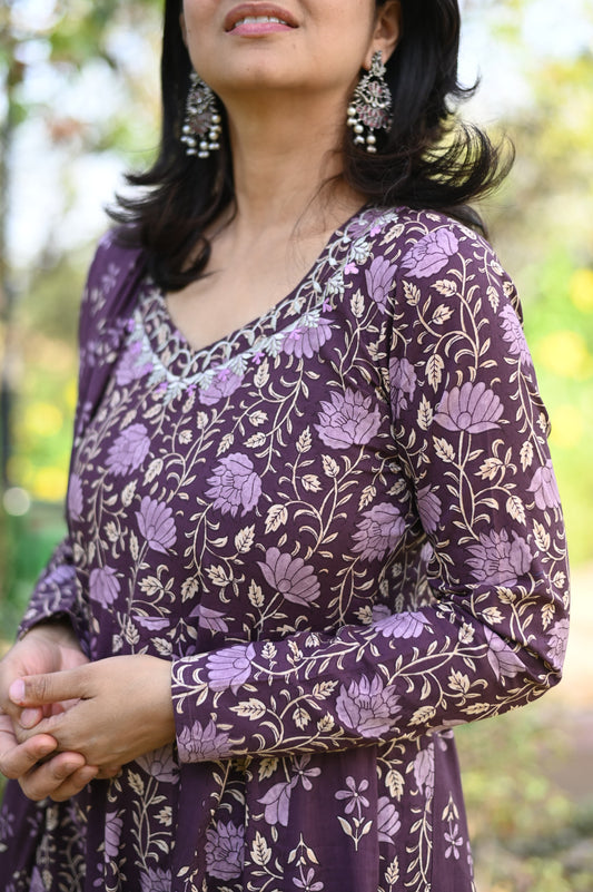 Aafreen Double Print Hand Block Suit Set