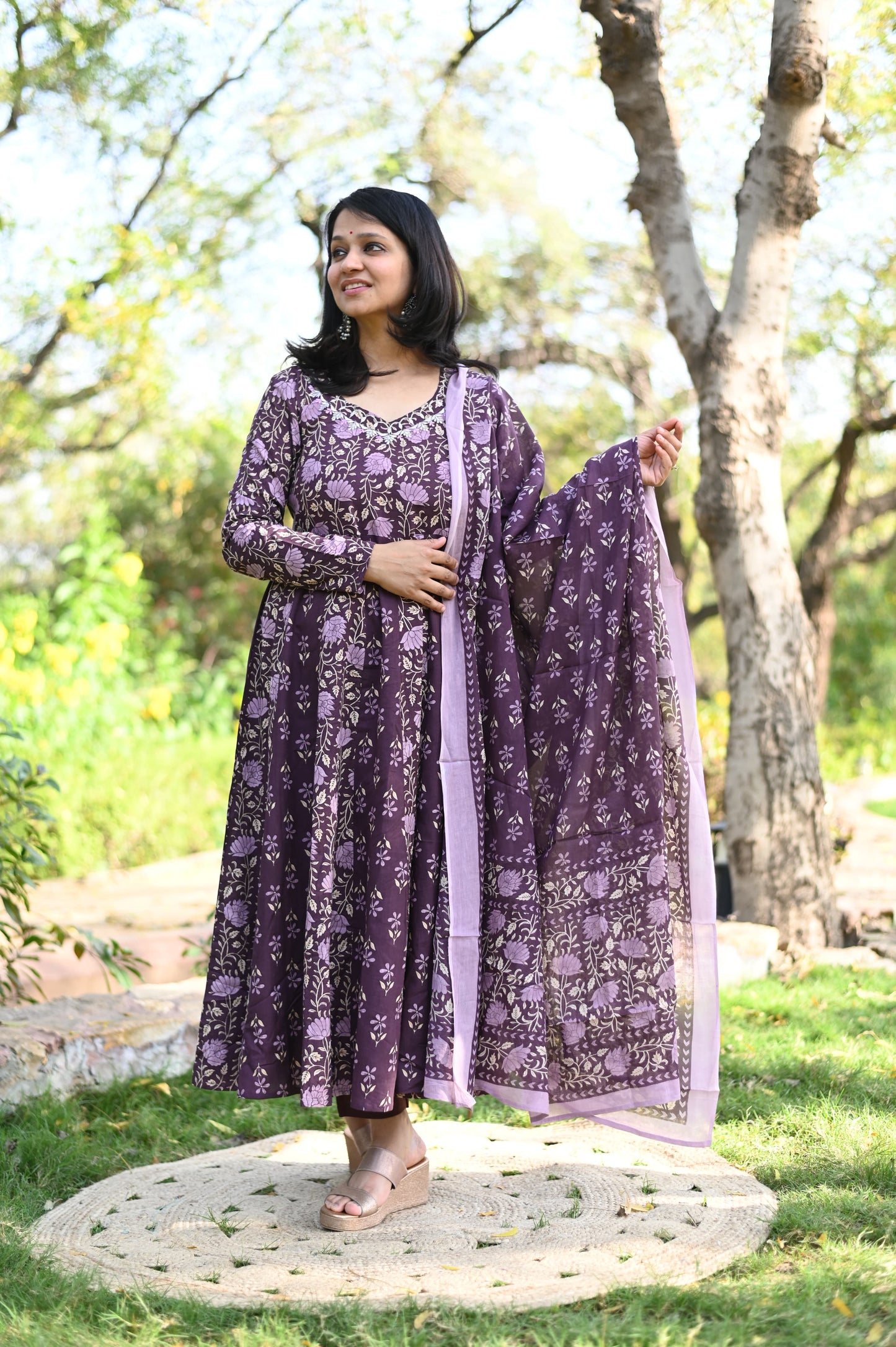 Aafreen Double Print Hand Block Suit Set