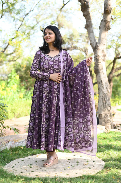 Aafreen Double Print Hand Block Suit Set