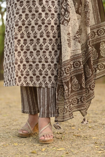 Grey Bagru Suit Set