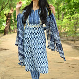 Blue Bagru Suit Set